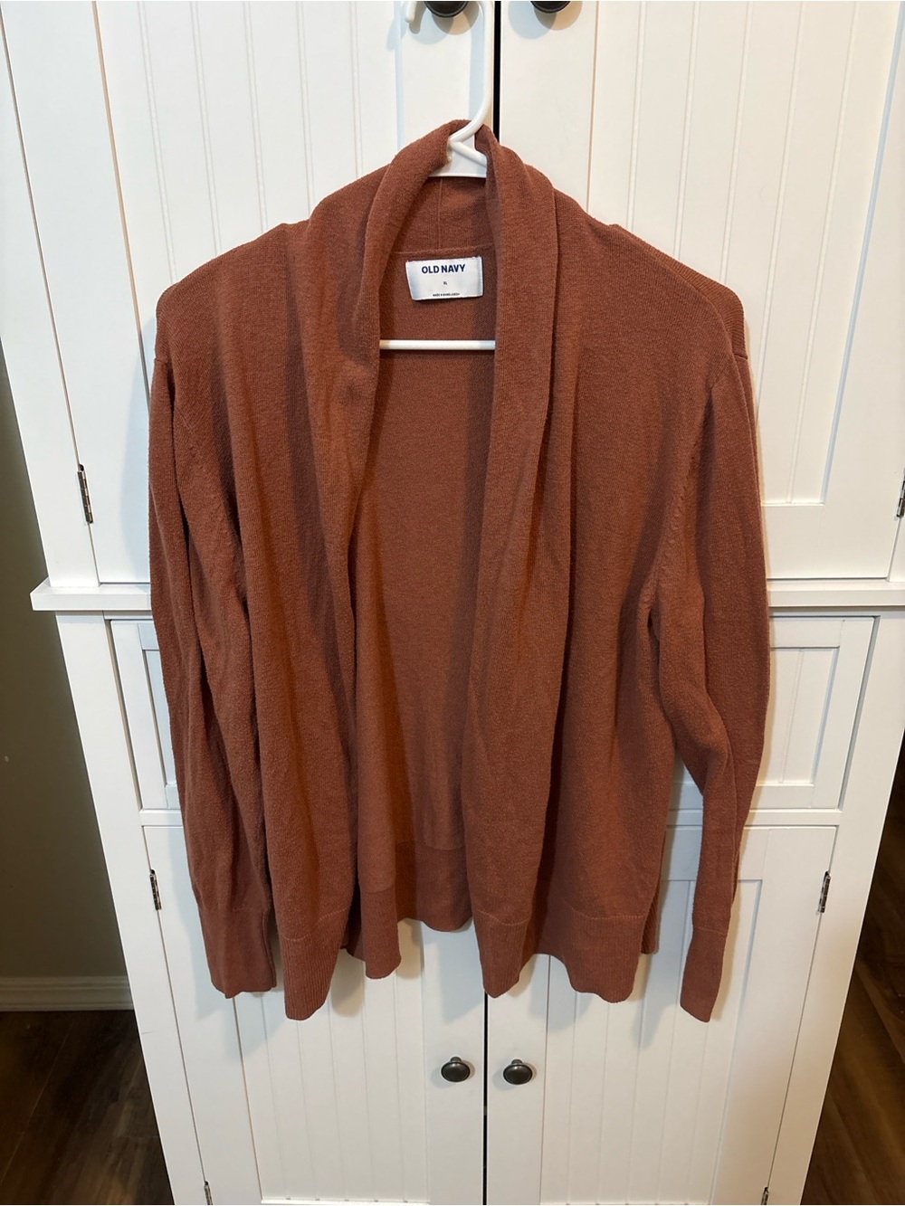 Boho Hippie Old Navy XL Rust Brown Open Front Cozy Fall Cardigan Sweater Earthy